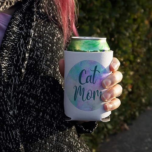 Miniatura 3 de Cat Mom - Enfriador de latas colorido  Funda aislante plegable para bebidas  Soporte aislado para bebidas