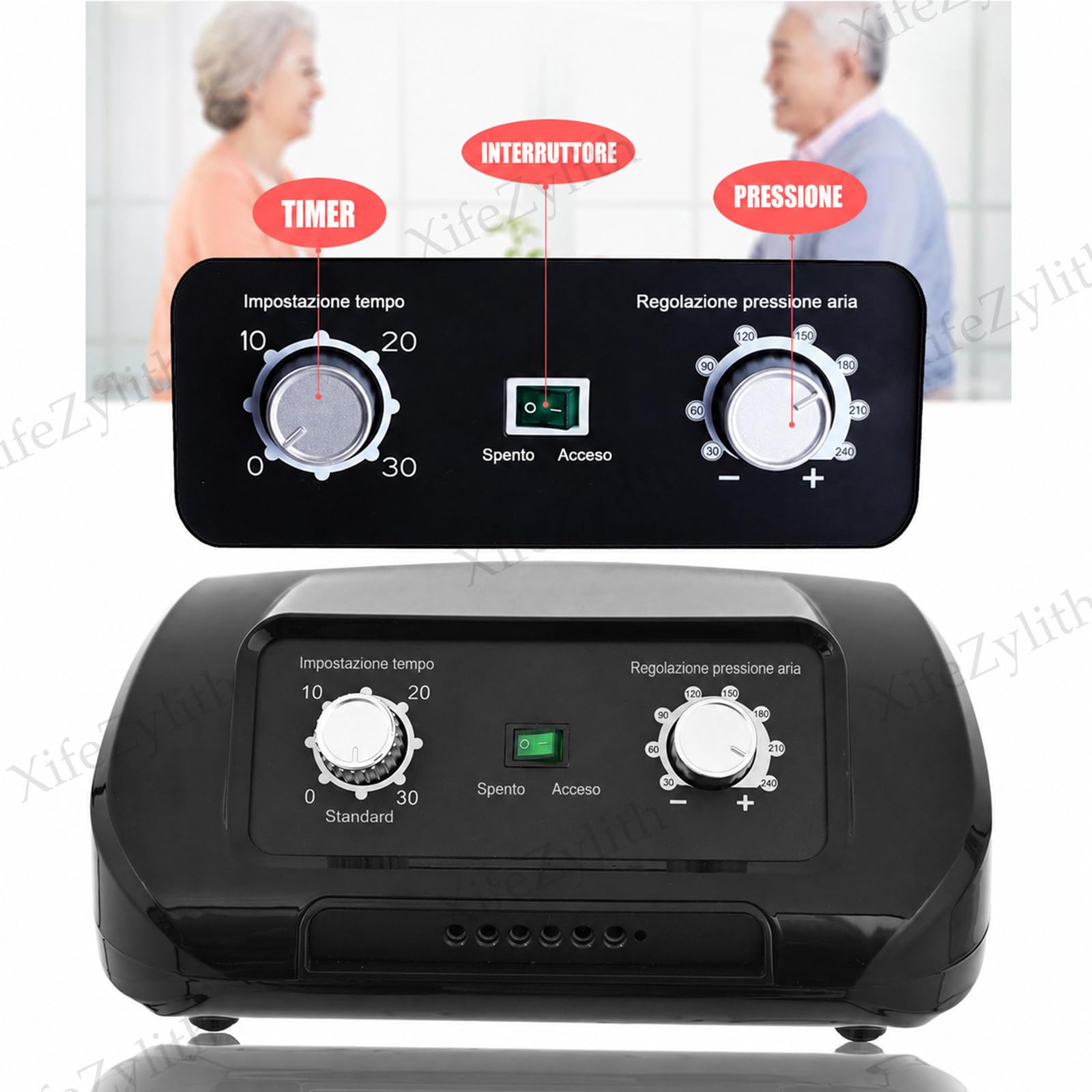 Pressoterapia Linfodrenaggio Per Casa (Nero, 2 Gambe+1 Addome+2 Braccia M)