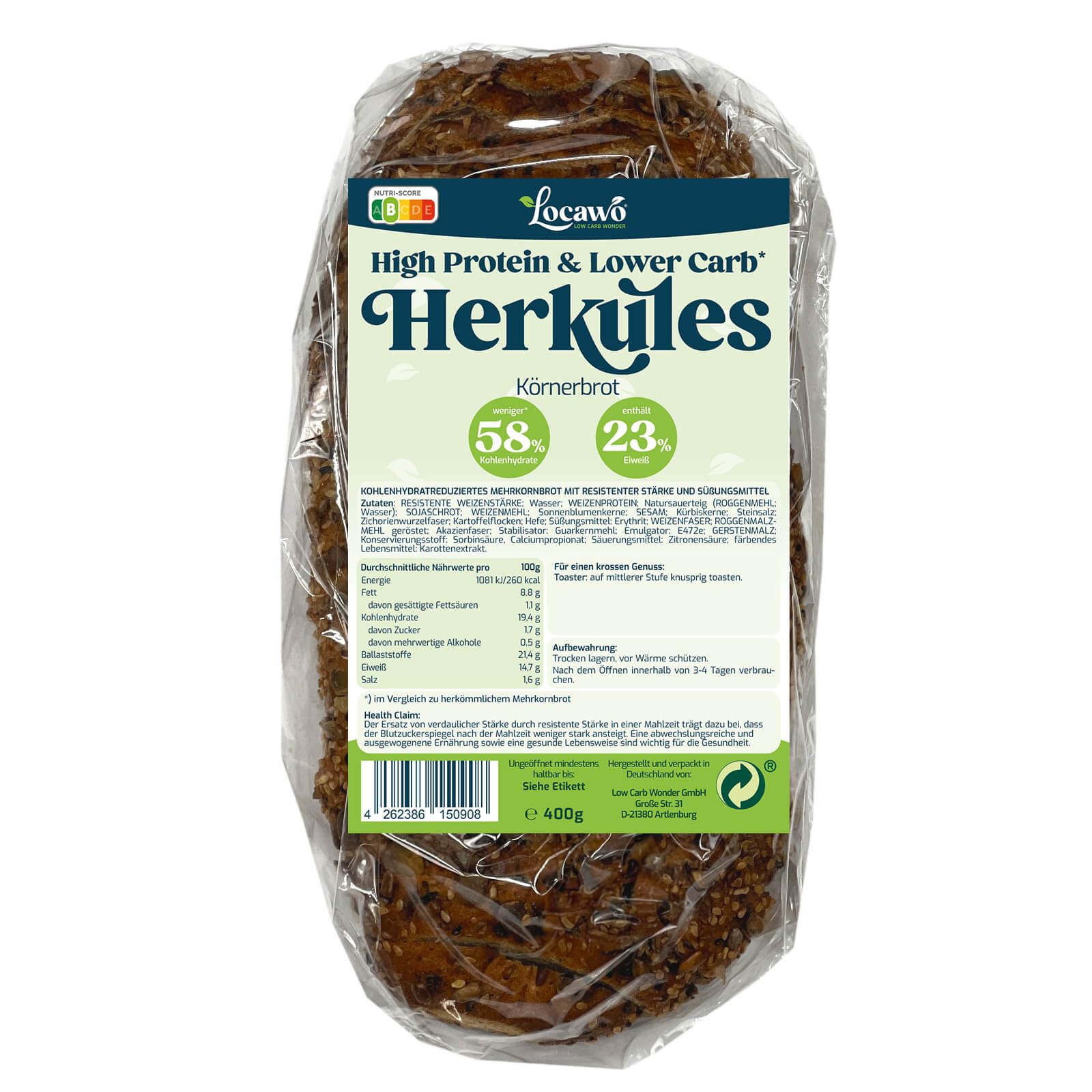 Locawo High Protein & Low Carb Brot Box | Eiweißbrot | Voller Weizengeschmack | Vegan | ideal für eine eiweißreiche, kalorien- und zuckerreduzierte Ernährung