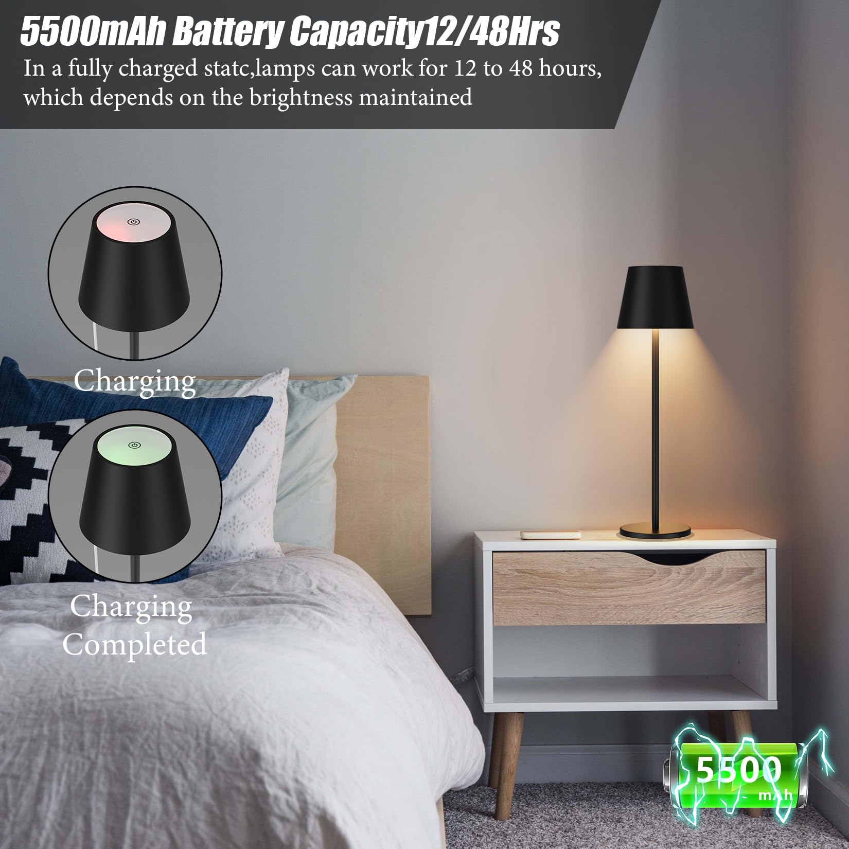 Generico Lampadina LED E27 USB 2pcs ricaricabile 2600 mAh lampada 2