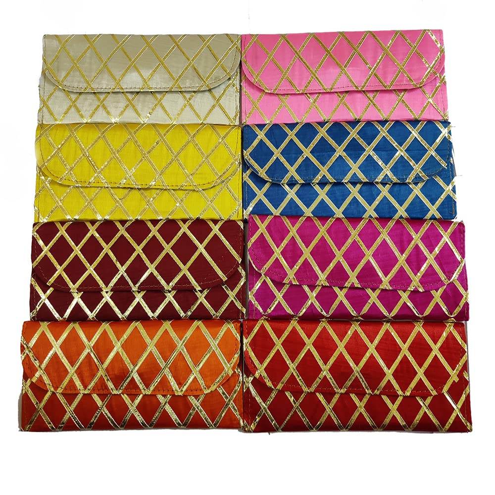 DMS RETAIL Gotapatti Raw Silk Purse Embellished Shagun Purse for Ladies, Return Gifts for Baby Shower, Cash Envelope for Women, Potli Bags for Gifts, Potli Clutch for Party Pack Of (8) (B09RB4RPM4) Amazon Price History, Amazon Price Tracker