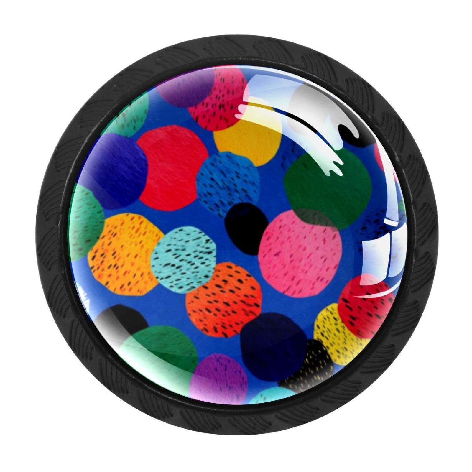 Chenzzzz Multicolored 02 4 Pack Black Cabinet Pulls Fun Colorful Spots (15) Kitchen Cabinet Handles For Bathroom Drawer Pulls Dresser Knobs