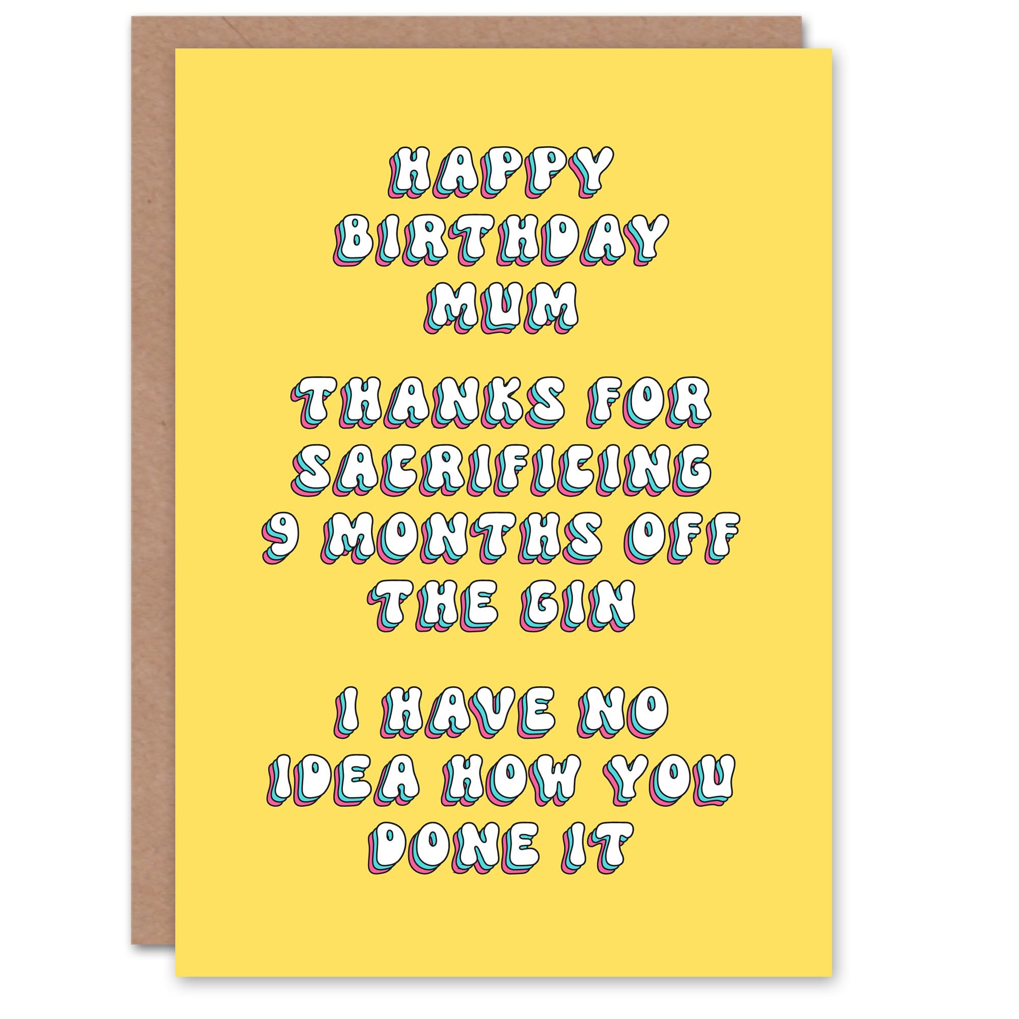 Artery8 Greeting Card Thanks For 9 Months Off Gin Sacrifice Funny For Mum Mummy Mom Birthday Card