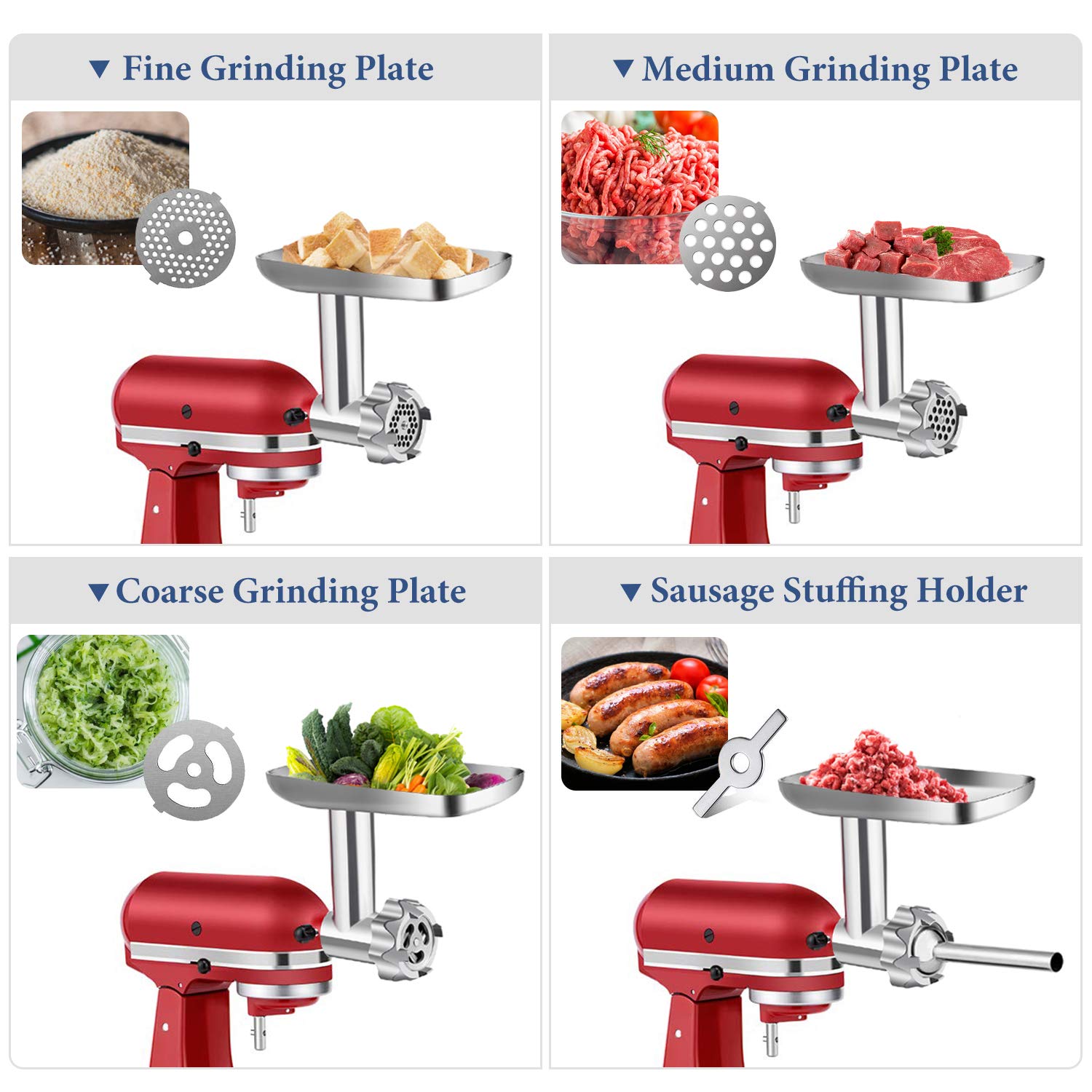 Metal Food Grinder Attachment for KitchenAid Stand Mixers, BQYPOWER