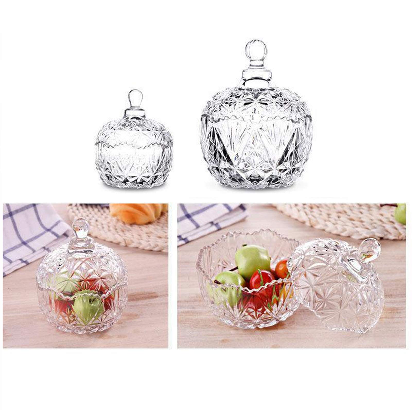 Sucrier Bol À Sucre en Verre Pot De Rangement pour Collations avec Couvercle Anti-Poussière Fruits Secs Thé Pot À Bijoux Cube De Café Pot À Sucre Quatre Couleurs Di,A-L