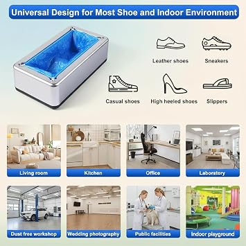 Shoe Covers Dispenser with 100pcs Shoe Cover Disposable Non Slip, Reliable and User-Friendly Shoe Cover Machine, Automatic Shoe Cover Dispenser for Office, Factory & Home