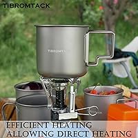 Vista 3 de TIBROMTACK Taza de café de metal de titanio de 11.8 fl oz al aire libre tazas con mango plegable y tapa portátil para camping, senderismo, viajes