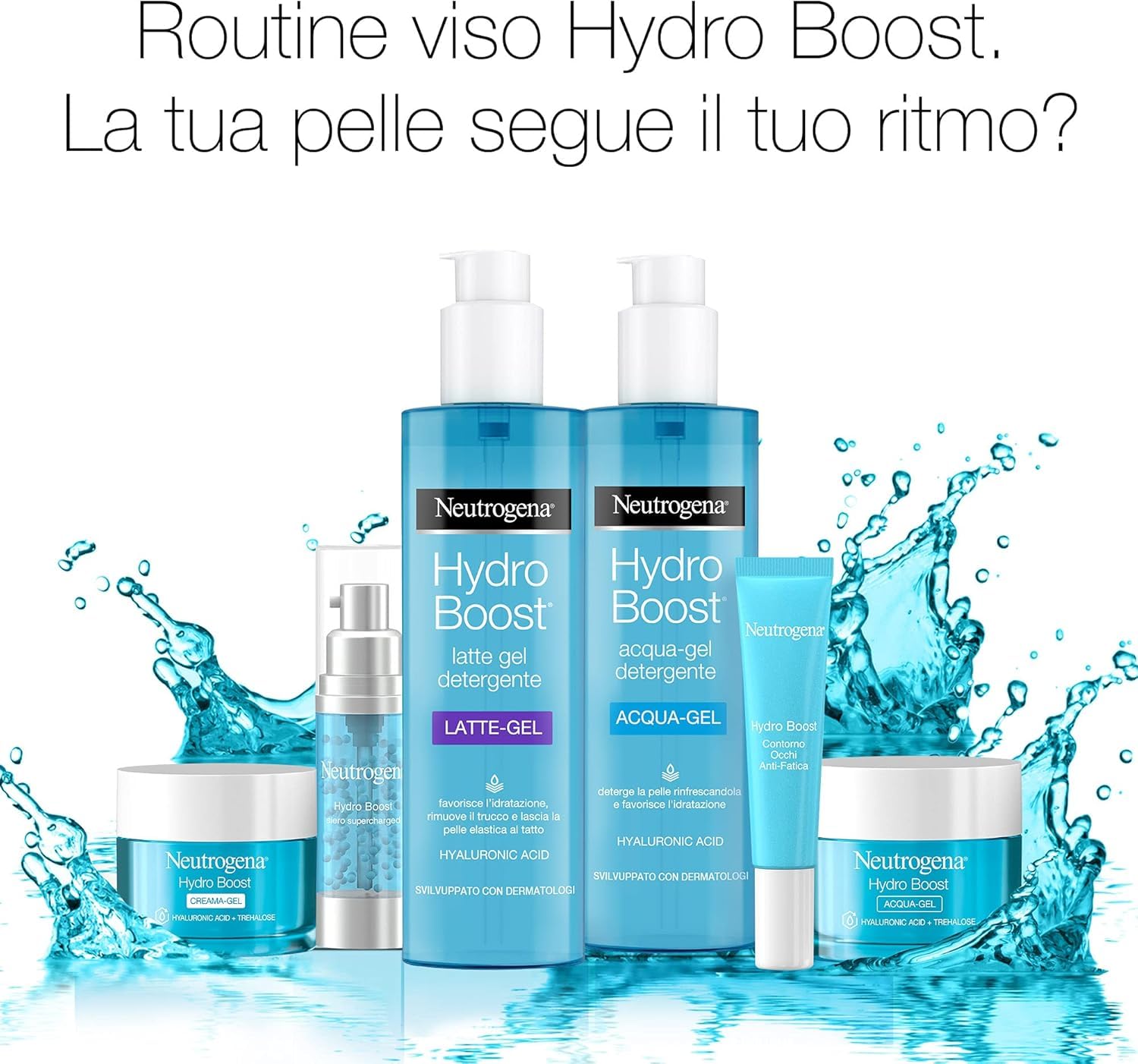 Neutrogena Hydro Boost Contorno Occhi Anti-Fatica, Contorno occhi idratante con Acido Ialuronico e Vitamina E, Aiuta ad attenuare i segni della stanchezza e le occhiaie, 15 ml