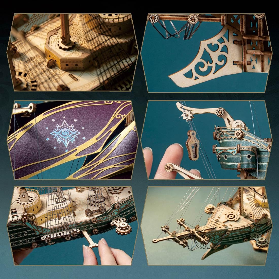 Baby max Die maritimen Abenteuer des Piratenschiffs Sparrow, 3D-Puzzles für Erwachsene und Kinder zum Bauen, Grün, Howcat, Holz, 518 Teile