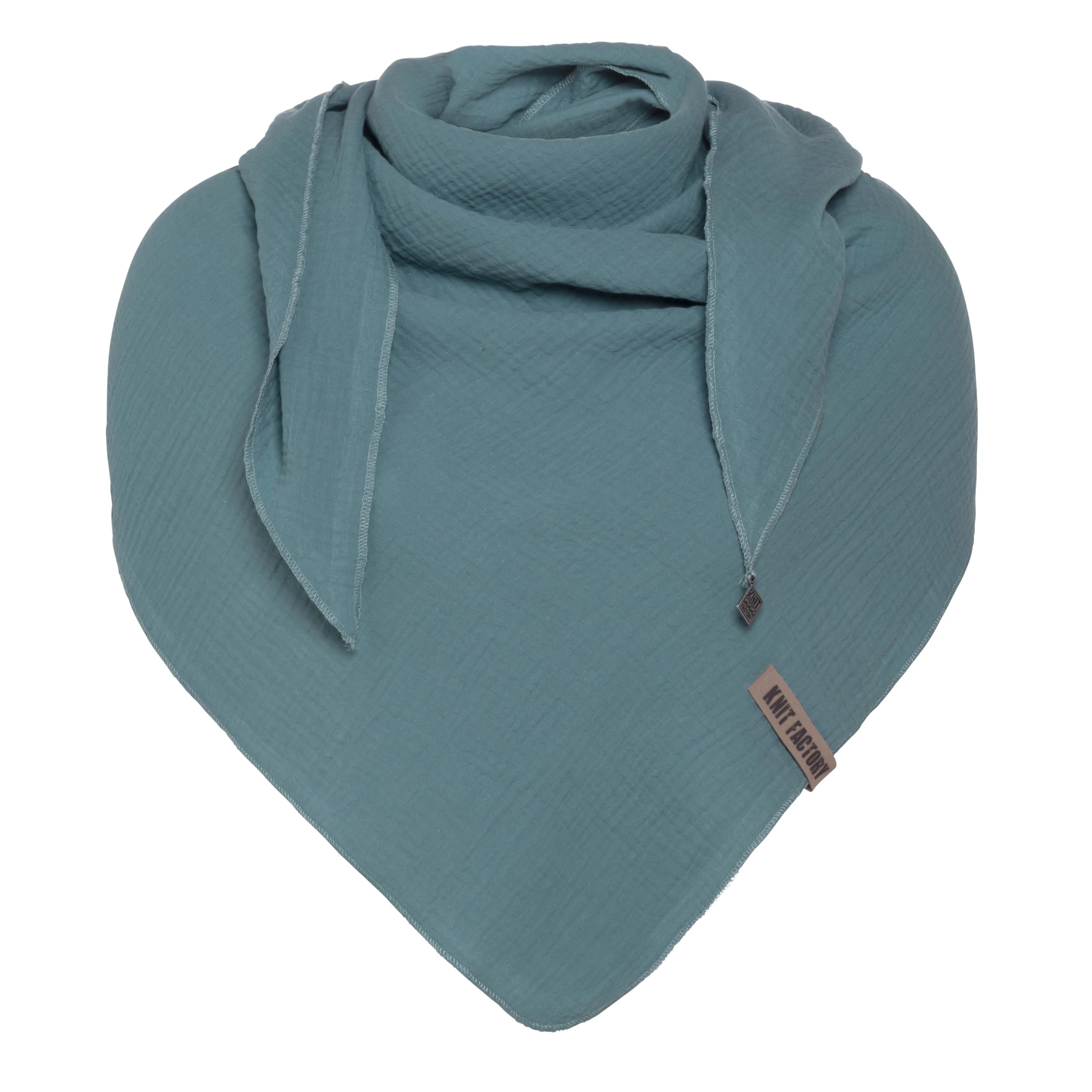 KNIT FACTORY - Liv Dreieckstuch - Tuch Schal für Damen - Weiches Musselintuch - Für Frühling und Sommer - 100% Bio-Baumwolle - Stone Green