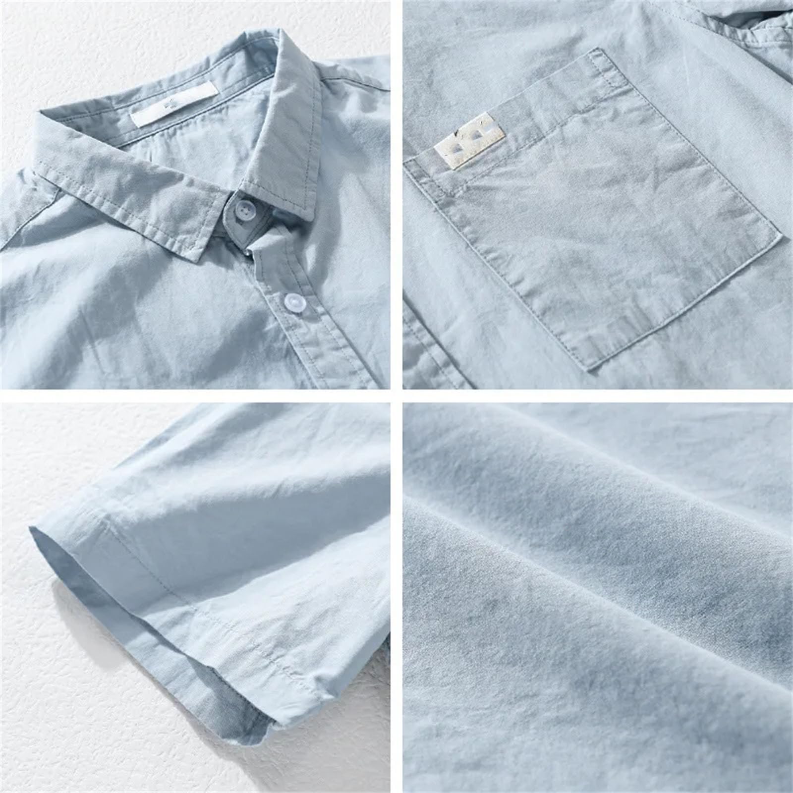 Camisa de color sólido para hombre, manga corta, bolsillo en el pecho, simple, básica, de algodón puro, clásica, para uso diario