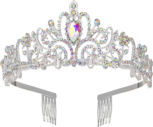 Miniatura 6 de Tiaras de princesa de cristal brillante para mujeres y niñas, diadema de reina de moda para boda, cumpleaños, novia, graduación, fiesta, disfraz de