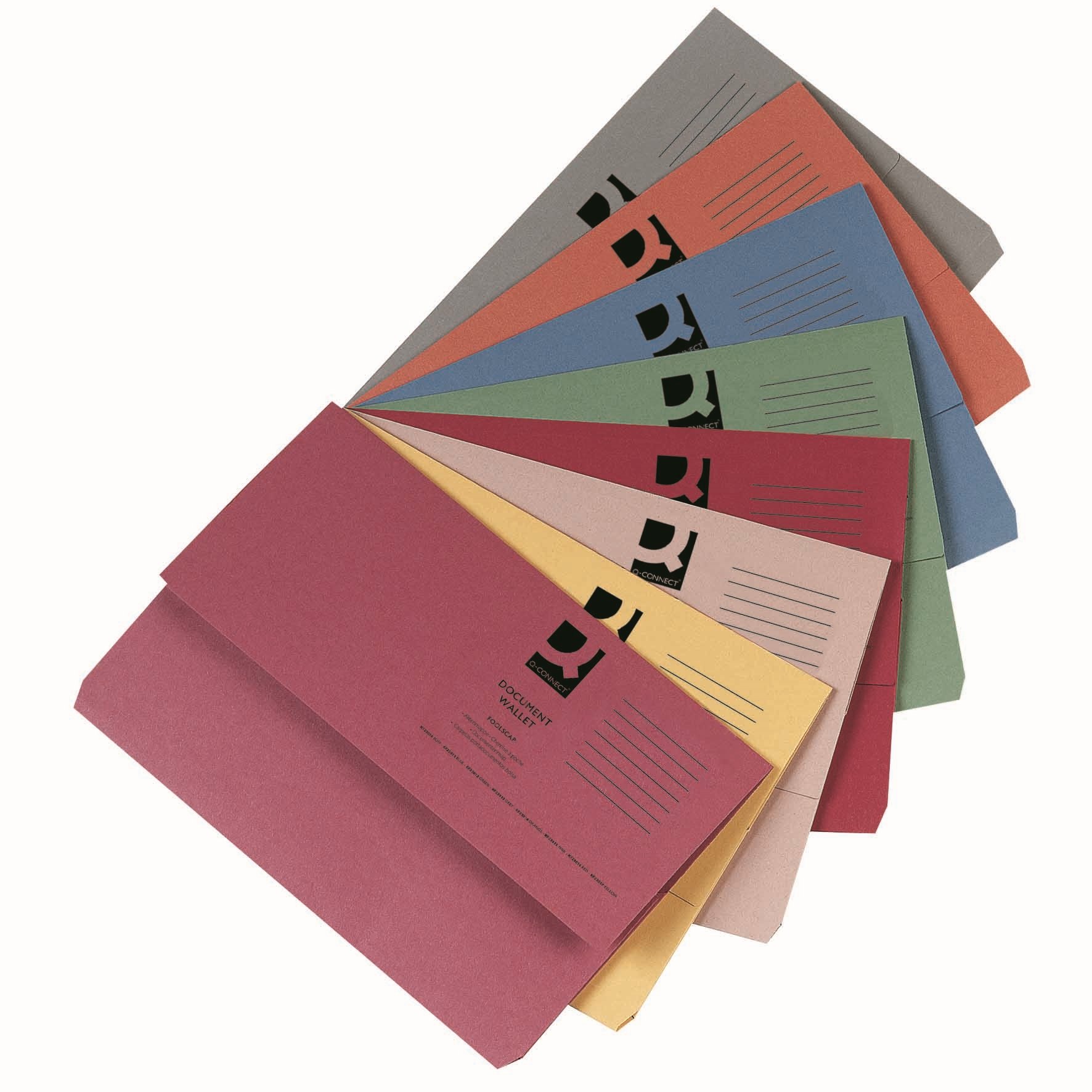 Q-Connect Pack Of 50 Document Wallet 285Gsm Foolscap Assorted
