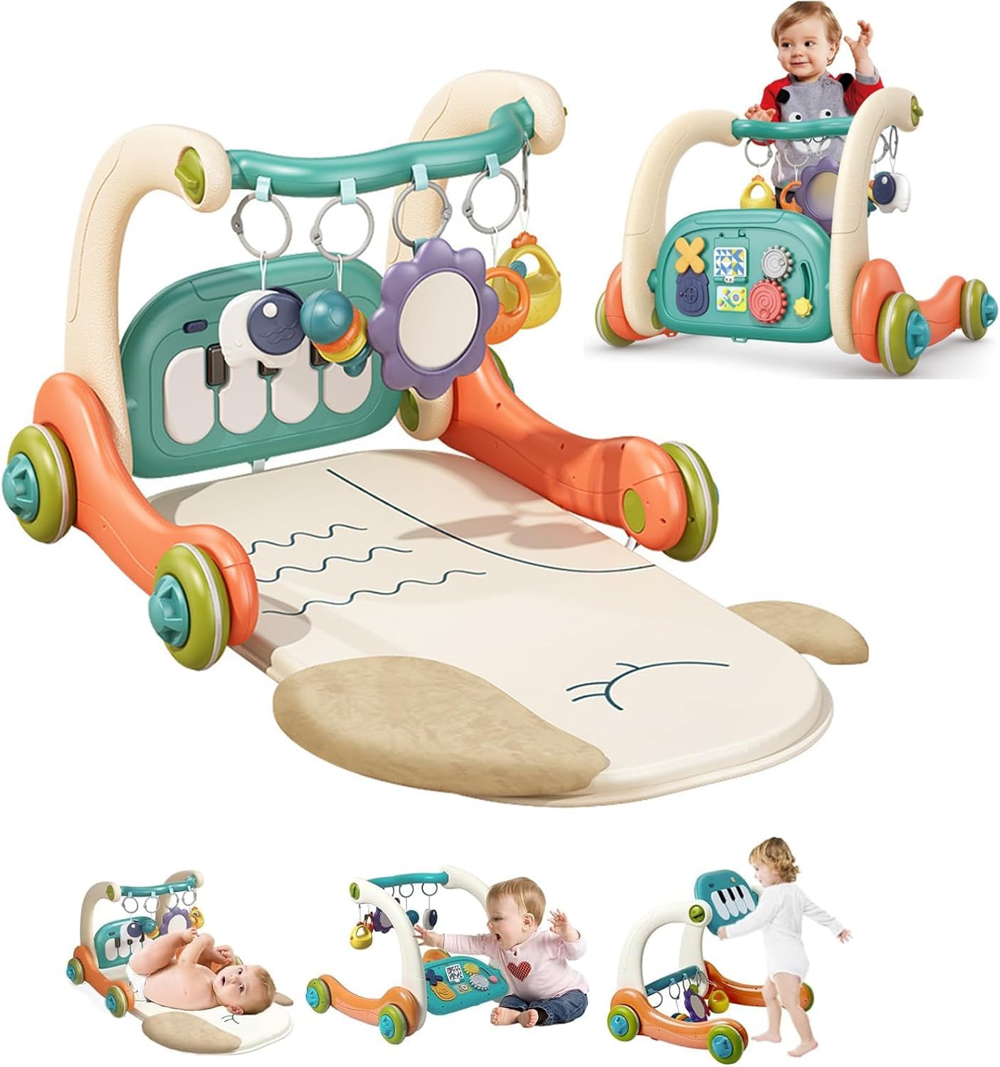 Clefairy Baby Push Walker, Multifunction Piano Gym Mat, Adjustable Height, Sensory Development, Tummy Time Mat, Activity Gym for Infant with Sturdy EcoFriendly Materials-image-45