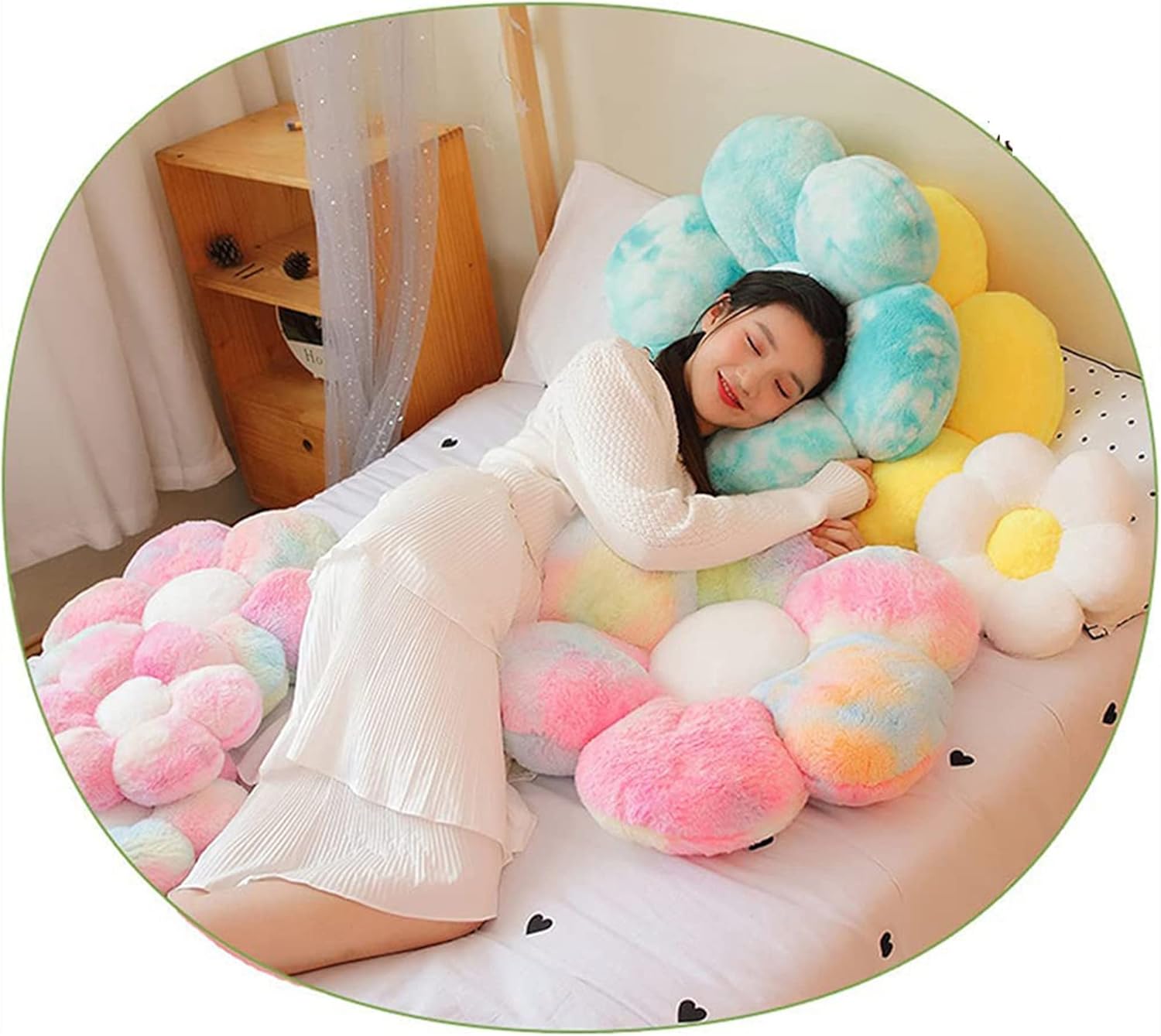 AZCHEN Flower Pillow Patio Furniture Cushions Standard Throw Pillow Home Chair Cushion Decorative Pillow Cushion (23.6inch, Dark Green)