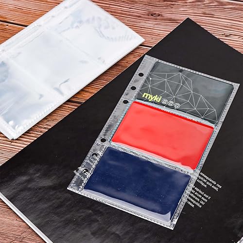 Miniatura 2 de Soporte para tarjetas de crédito de bolsillo para tarjetas de visita de 3.35 x 2.16 pulgadas, tamaño A6, 6 anillas, 25 hojas de doble capa