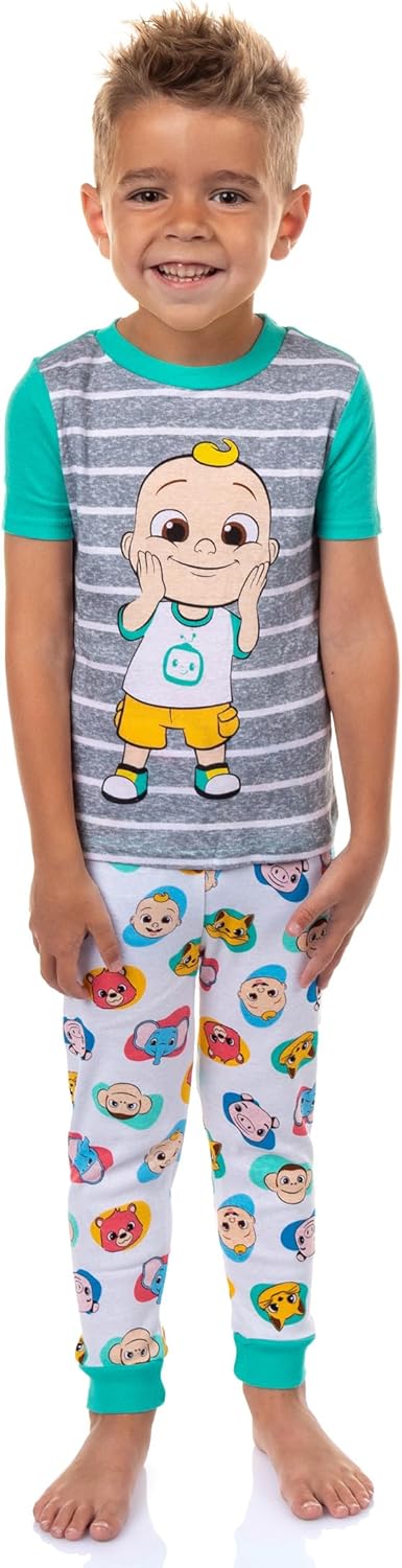 Komar Kids CoComelon Toddler Boys' JJ's Animal Friends Short Sleeve And Pant Pajama Set