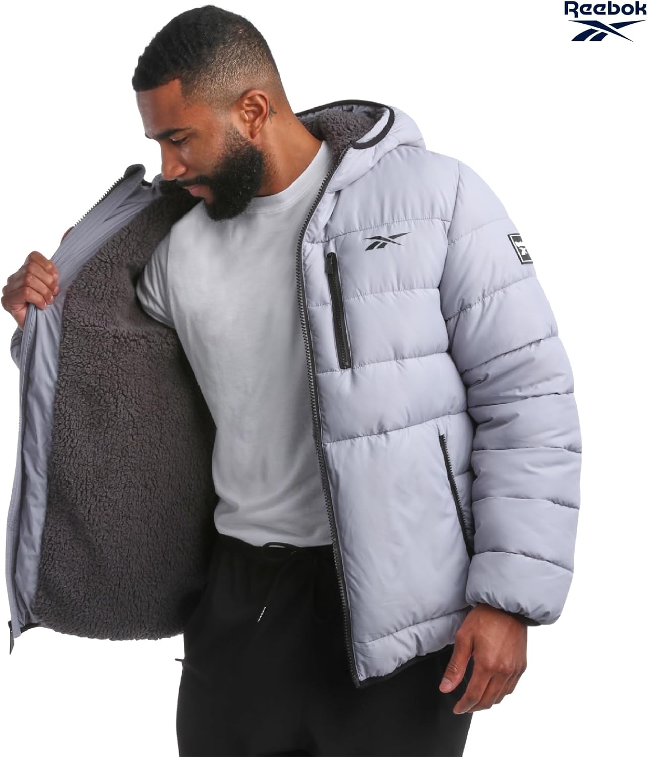 Reebok Mens Winter Jacket - Heavyweight Sherpa Lined Puffer Parka Mens Winter Coat - Insulated Quilted Ski Jacket for Men - Image 2