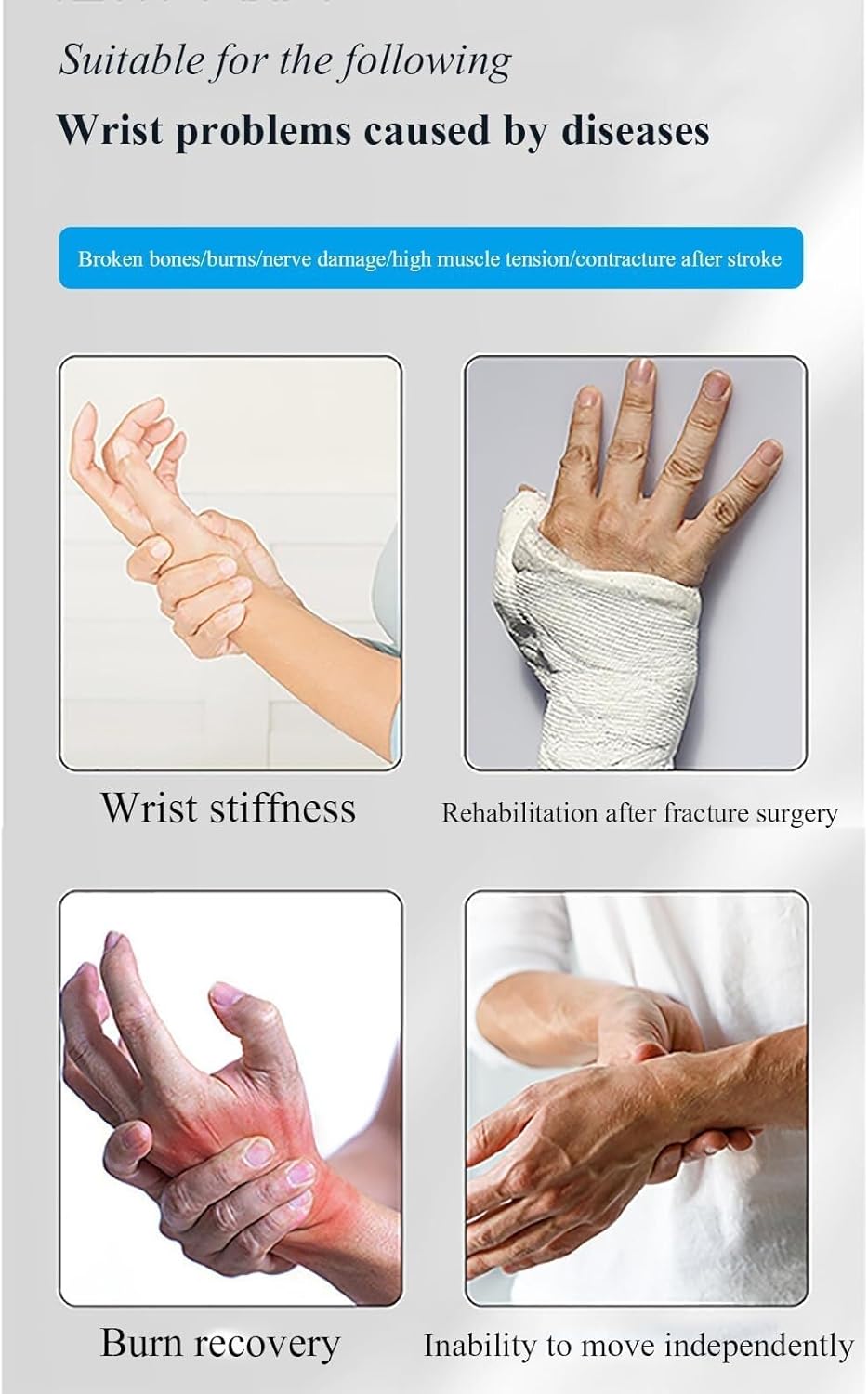 Wrist Trainer, Rehabilitation, Manual & Automatic, 2 Training Modes, for Fractures, Burns, Nerve Damage, High Muscle Tone, Post-Stroke Contracture