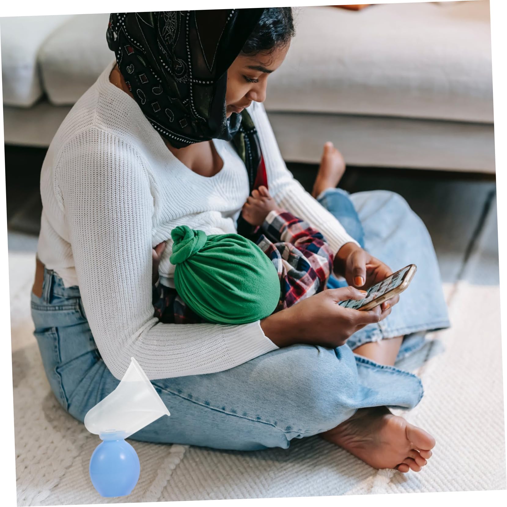 SUPVOX 2 Sets Portable Simple Milk Weaning Suckers Pumps Hand Suction Manual Milk Pumpers Newly Mother Present Blue