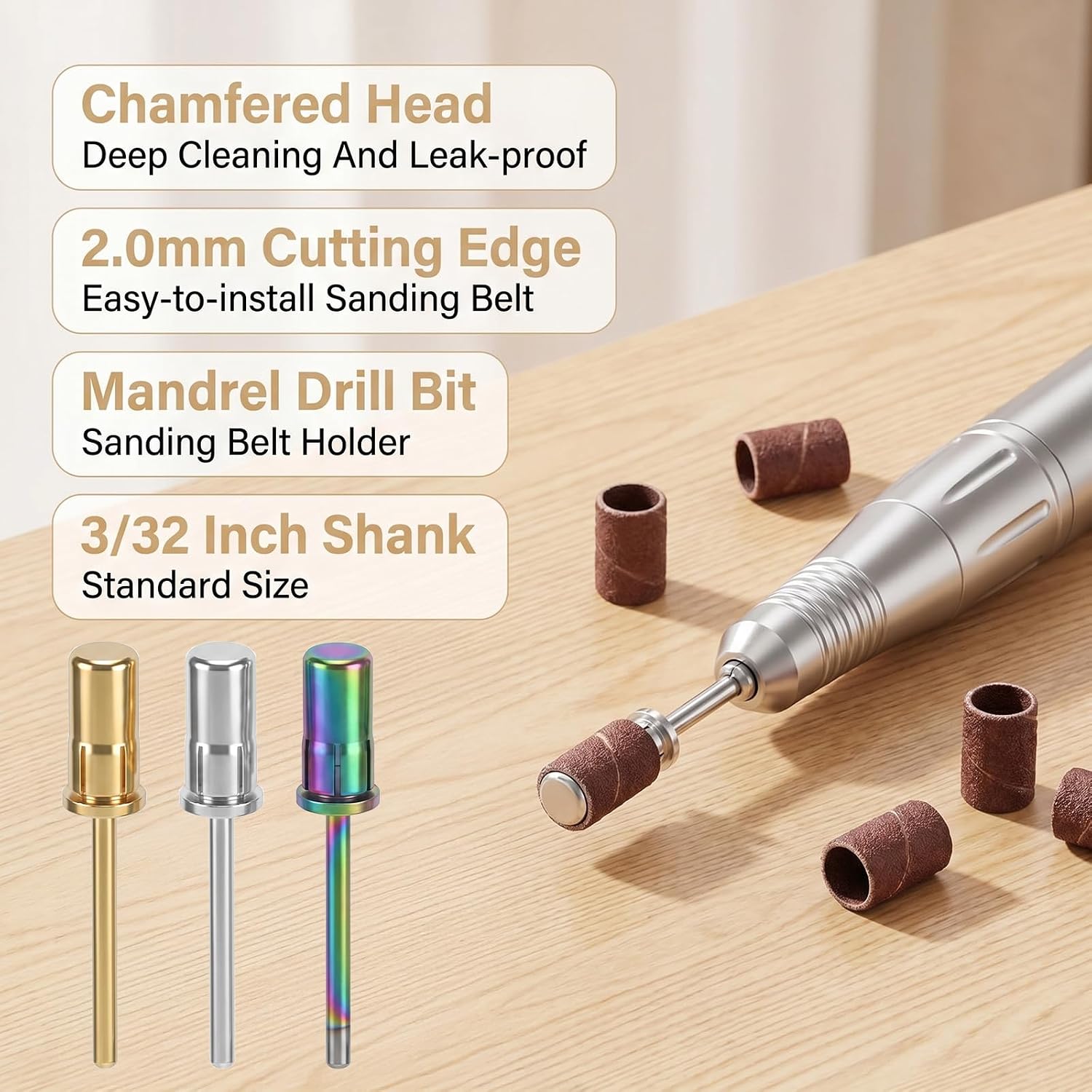 3PCS Mandrel Nail Drill Bit, 3/32Inch Shanks Mandrel Manicure Tool Fast Remove Acrylic Hard Gelfor Nails Drill Bits for Electric Nail File image 4