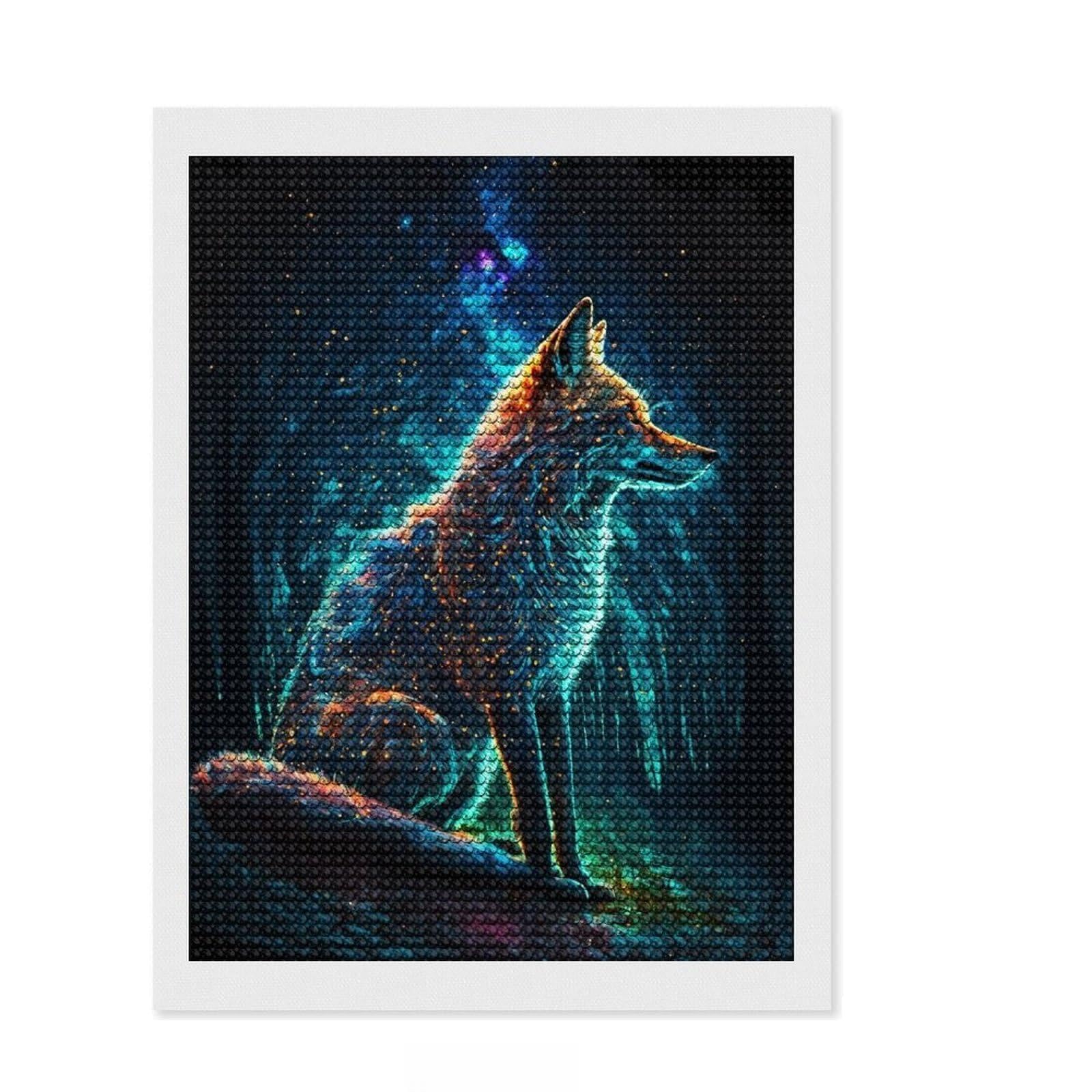 Junmoney Paint The Fox in Forest Diamond Painting Set 12"x16", Enjoyable At-Home Hobby, Relaxing DIY Hobby, Modern Decor, Gift Idea, Easy to Enjoy