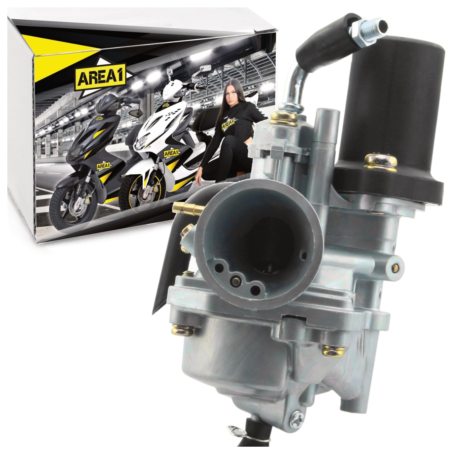 Area1 Carburatore di ricambio 12 mm 50 ccm 2T Minaralli China compatibile con Aerox Jog Neos Explorer Race GT50 AGM Luxxon Rivero Mawi Tauris