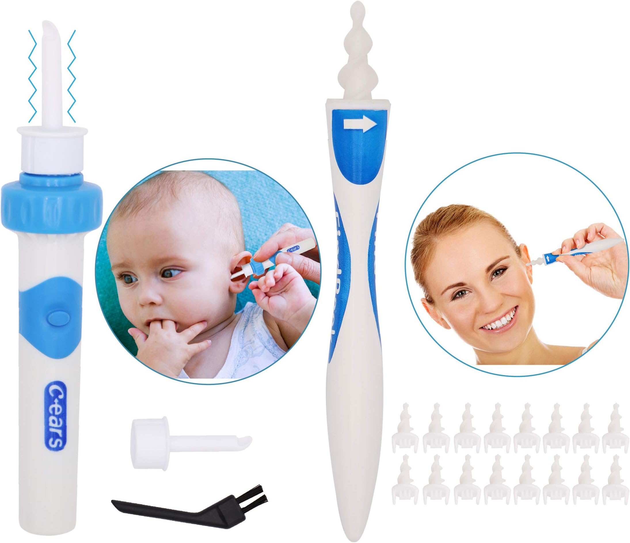 Portable Automatic Electric Vacuum Ear Wax Earwax Removal Tool Kit & Smart Ear Cleaner Spiral Earwax Remover Swab Kit - Clean Tools Set for Adults Kids