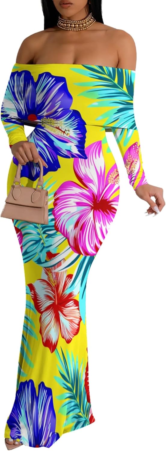 Womens Sexy Casual Hawaiian Floral Maxi Dress Off Togo | Ubuy
