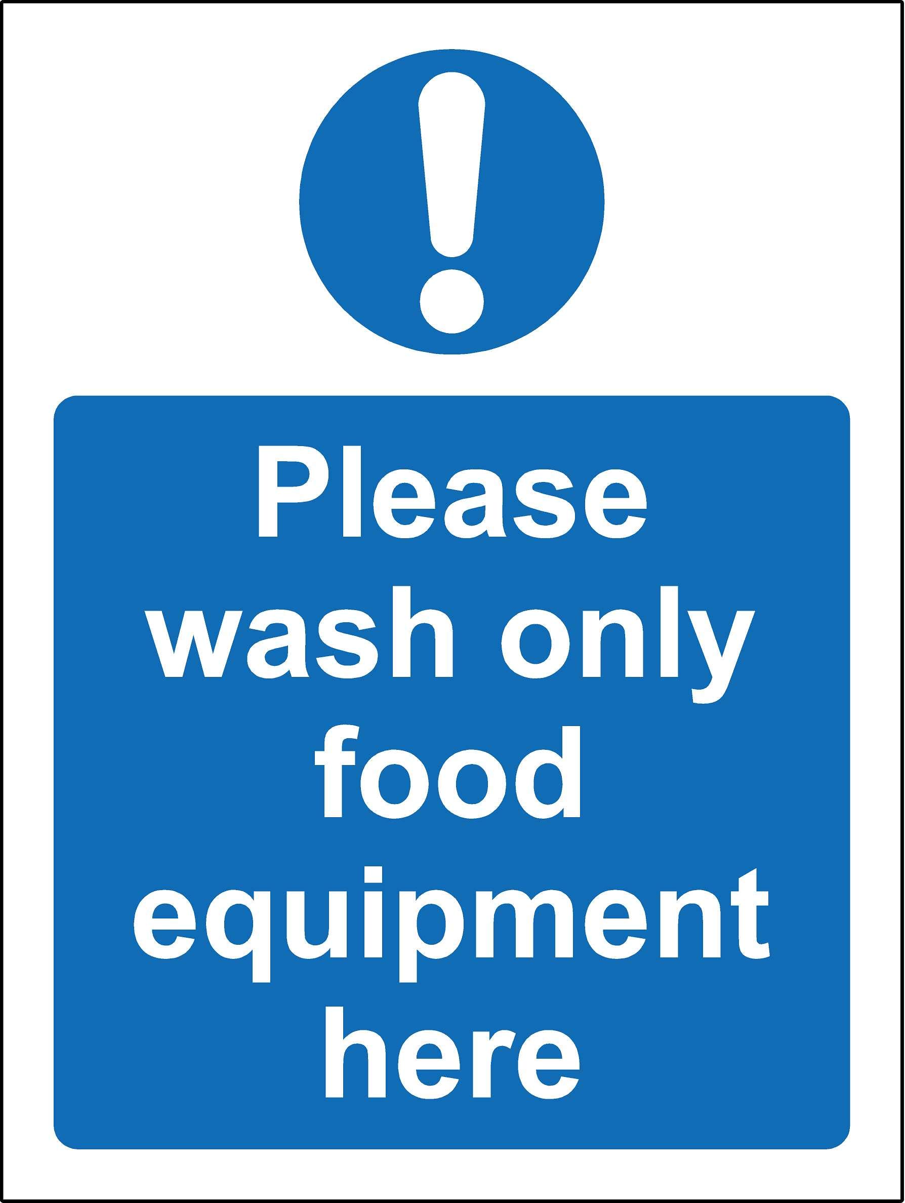 Kpcm Display Ltd Please Wash Only Food Equipment Here Kitchen Safety Sign - 1.2Mm Rigid Plastic 200Mm X 150Mm