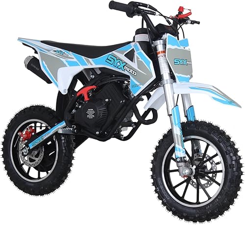 Miniatura 2 de SYX MOTO VK - Motocicleta real de 58 cc, 4 tiempos, motor de gasolina, potente mini moto de cross (blanco azul)
