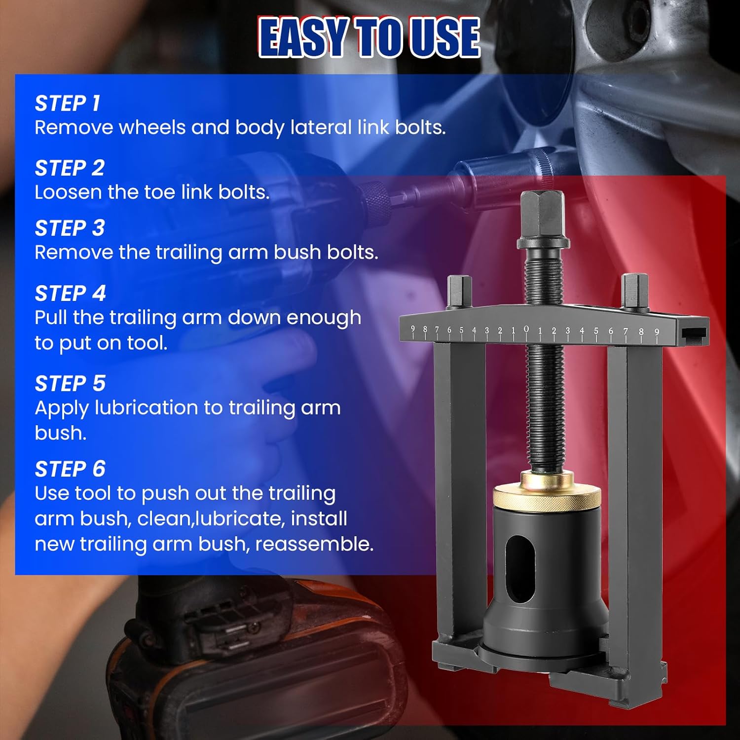 NYXOVA Rear Trailing Arm Bushing Tool, Rear Trailing Arm Suspension Bush Removal Installation Tool Set Compatible For Honda & Acura, Trailing Arm Bushing Remover & Installer