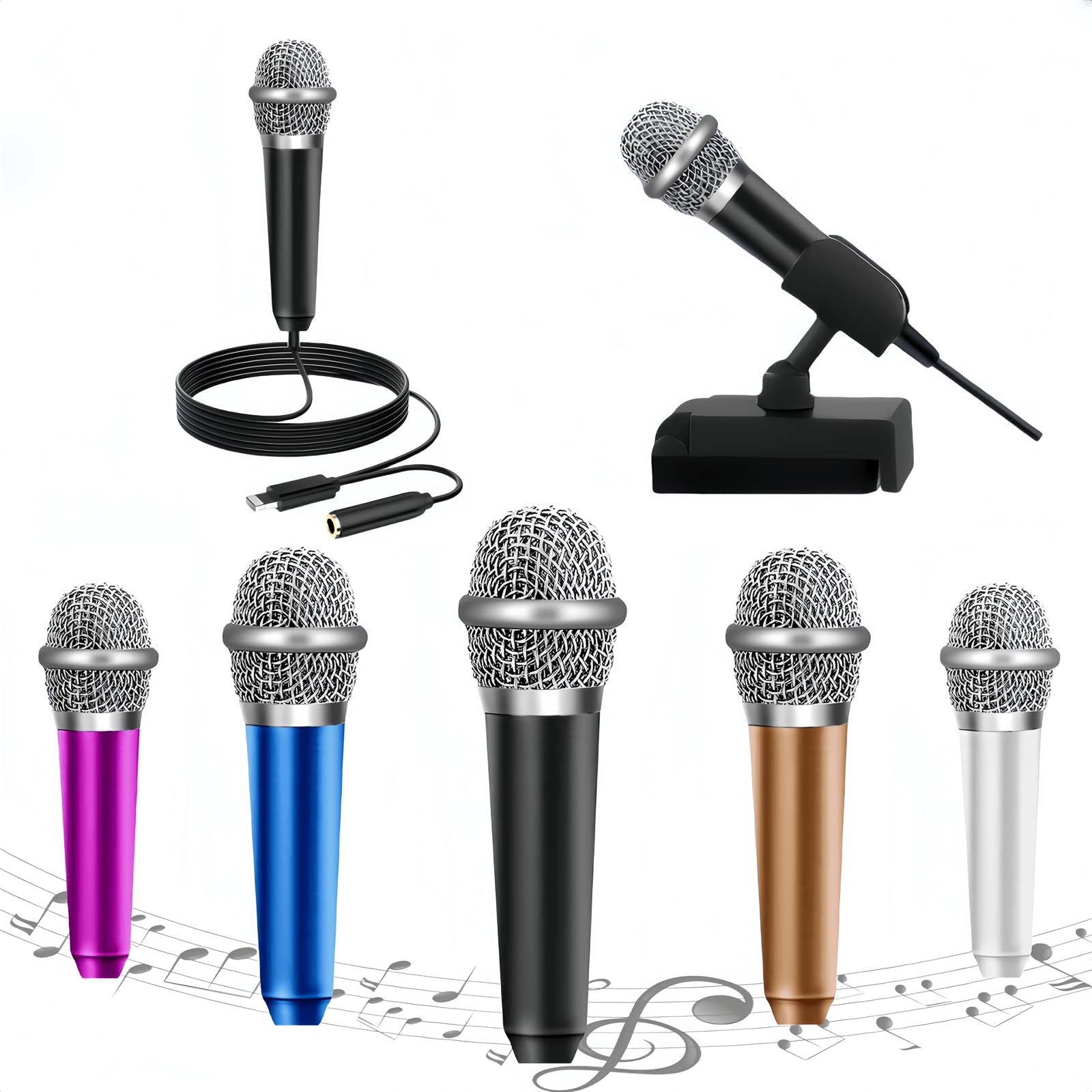 JeMii Mini Microphone for iPhone, Miniature Microphone, ASMR Microphone, can be Used for Singing, Recording Video or Audio, Voice Calls, YouTube, Blog (Black)
