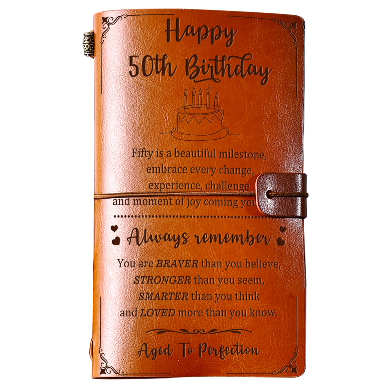 Welsky 50th Birthday Gifts for Women Journal 144 Pages, 50th Birthday Card, 50 Years Old Turning 50 Gifts for Men Women Mum Dad Friend Sister Teacher, Leather Diary Notebook