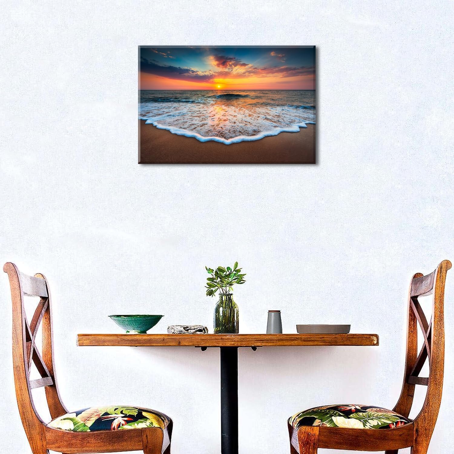 Beach Pictures Wall Art Ocean Bathroom Decor Sunset Hawaii Coastal Wall Decor Ocean Waves Landscape Picture Nature Seascape Canvas Prints Painting Relaxing Artwork Living Room Decoration 16x24