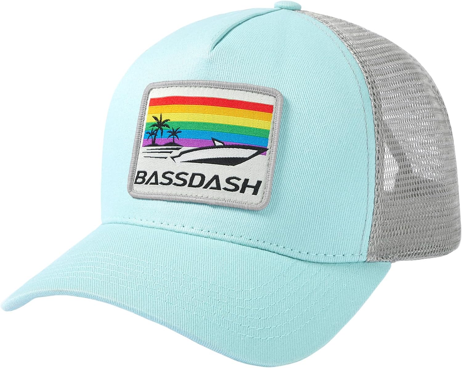 BASSDASH Trucker Hat Embroidered Patch Adjustable Baseball Cap Mesh Back Fishing Hat