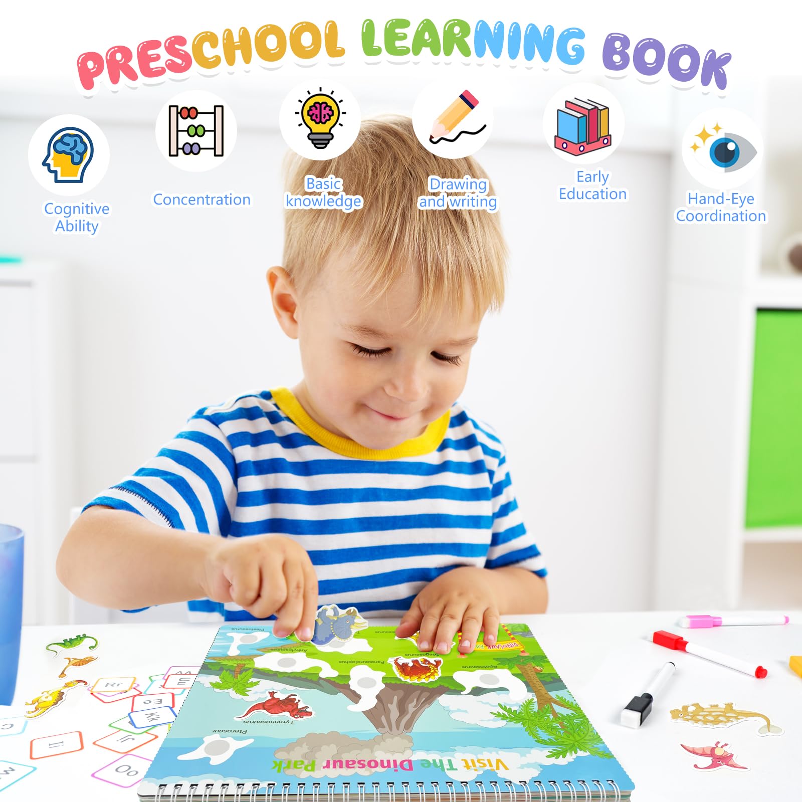 Montessori Busy Book for Toddlers 1-3 3-5, My Preschool Busy Book Sensory Toys for 3 4 5 6 Year Old Kids, Education Workbook Learning Activities - Christmas Birthdays Gifts for Boys and Girls