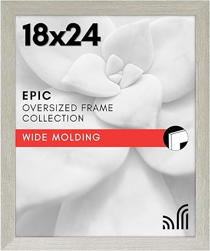 Americanflat 18x24 Poster Frame with Polished Plexiglass - Wide Picture Frames Made of Engineered Wood for Vertical or Horizontal Wall Display - Epic Collection - Grey
