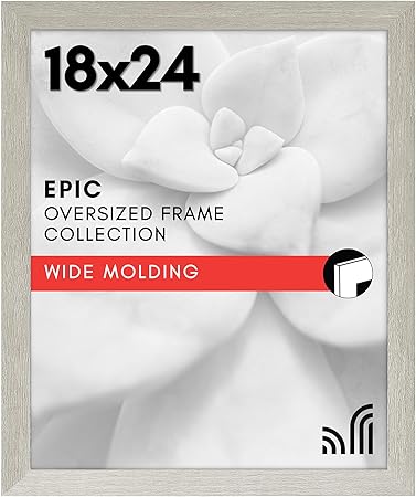 Americanflat 18x24 Poster Frame with Polished Plexiglass - Wide Picture Frames Made of Engineered Wood for Vertical or Horizontal Wall Display - Epic Collection - Grey