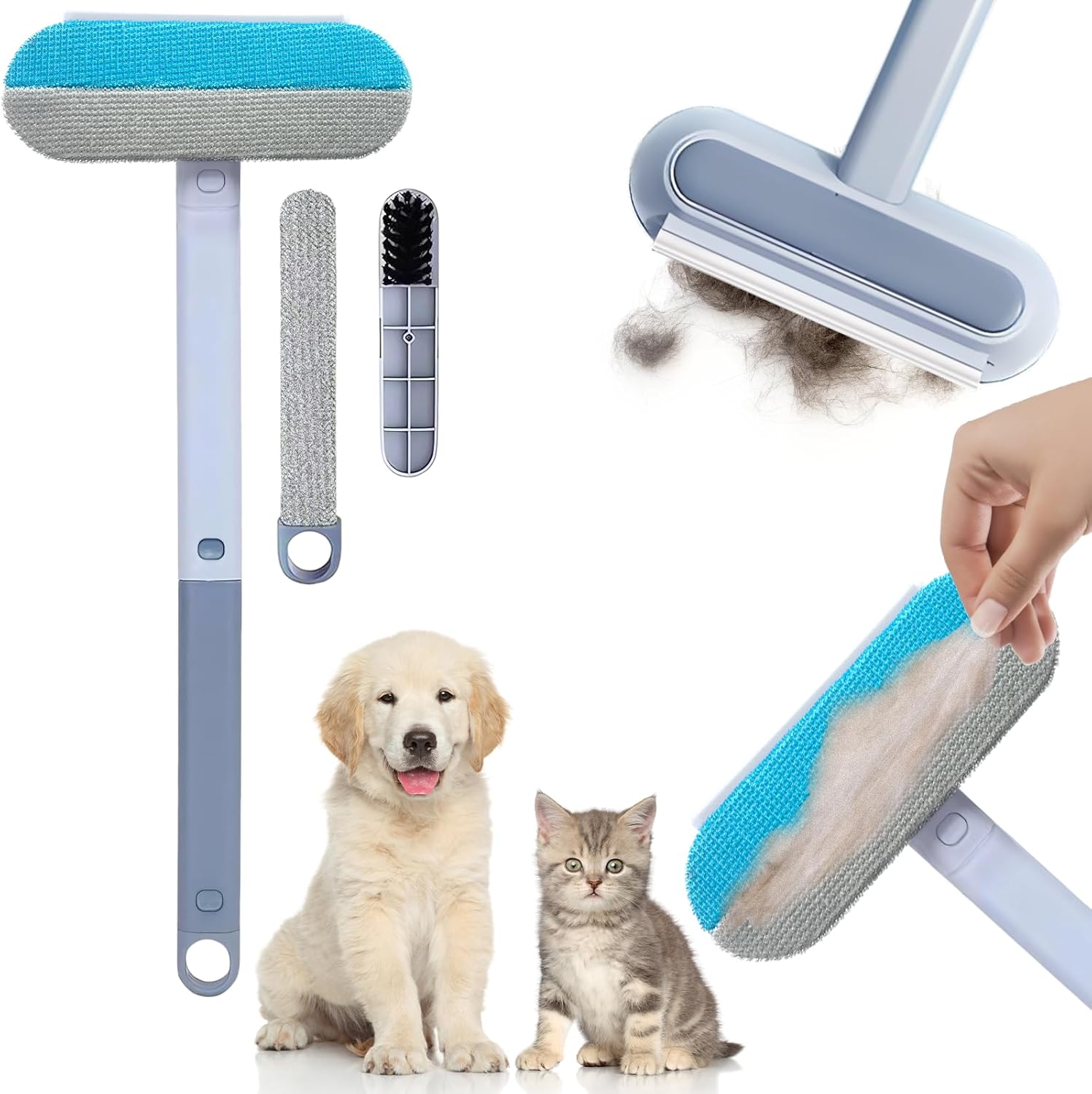 4 in 1 Multifunctional Reusable Pet Hair Remover Brush,Dog & Cat Hair Remover Tool for Couch,Bedding & Carpet,Washable Fur Remover with Dual-Sided Cleaning Brush 4 in 1 Multifunctional Reusable Pet Hair Remover Brush,Dog & Cat Hair Remover Tool for Couch,Bedding & Carpet,Washable Fur Remover with Dual-Sided Cleaning Brush