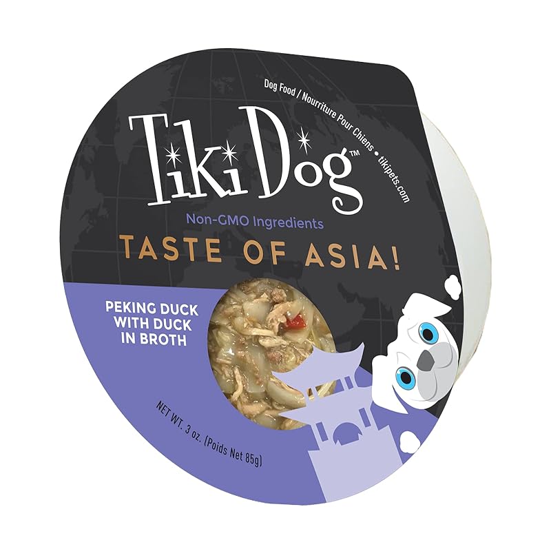 Ração úmida para cães adultos TIKI PETS Taste of the World Peking Duck Asiático com pato, pacote com 4 copos de 85 g