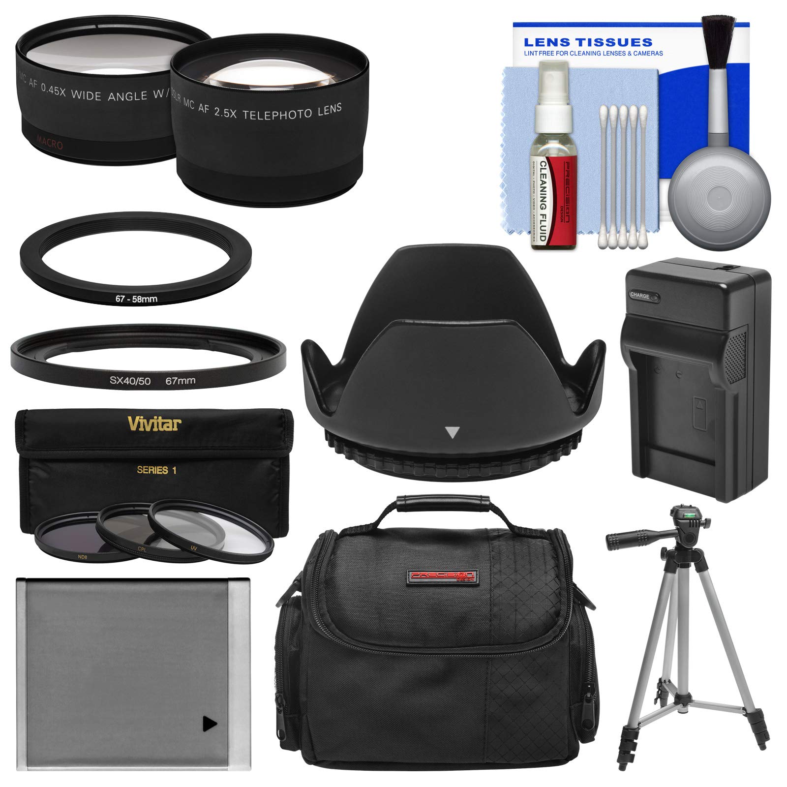 Essentials Bundle for Canon PowerShot SX530 & SX540 HS Camera + Case + NB-6L Battery & Charger + Tripod + Tele/Wide Lenses + 3 UV/CPL/ND8 Filters Kit