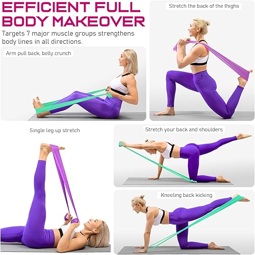 Miniatura 6 de Resistance Bands for Working Out, Exercise Bands for Physical Therapy, Stretch, Recovery, Pilates, Rehab, Strength Training and Yoga Starter Set