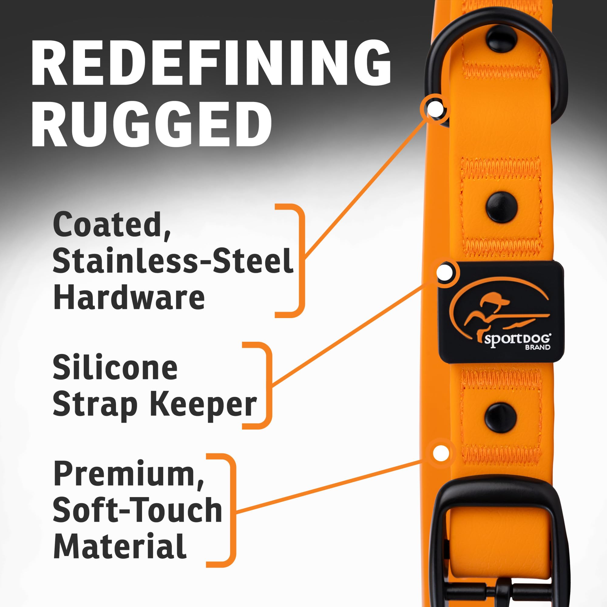 SportDOG Robusto collare multiuso – impermeabile e antiodore – Materiale morbido al tatto di alta qualità – hardware resistente e resistente – cinturino in silicone – arancione – M