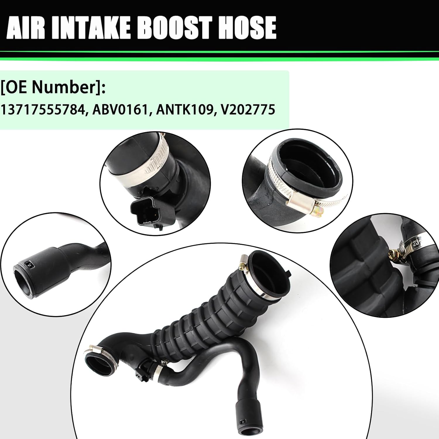 AUCERAMIC 13717555784 Air Intake Boost Hose Fit for Mini Cooper S Clubman Hatchback Convertible 2007 2008 2009 2010 R55 R56 R57 Replace # ABV0161 ANTK109 V202775 Vacuum Tee Connector