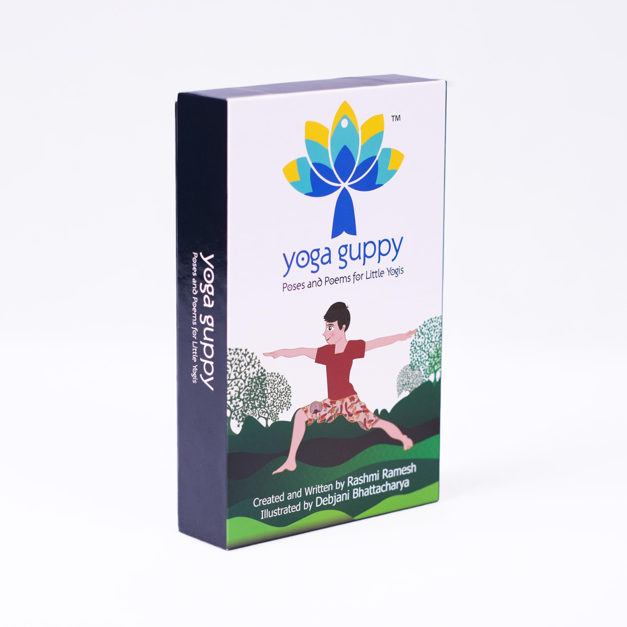 Yoga Guppy Kids Colourful social_skills Flash Card with 40 Yoga Poses, Poems and Indian Art