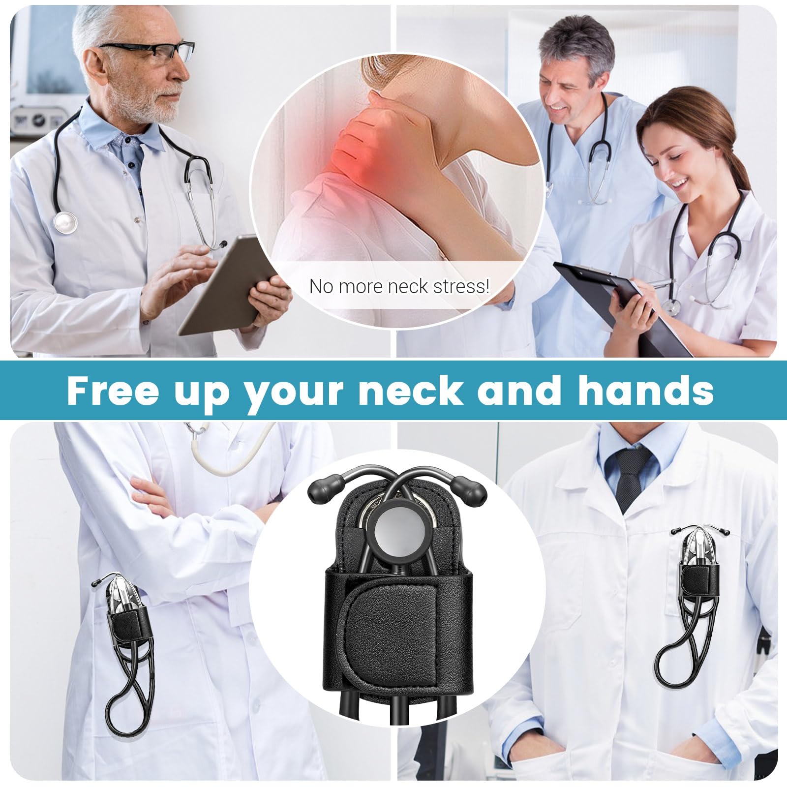 PU Stethoscope Holster, Universal Stethoscope Holder, Stethoscope Holder Hip Clip - Image 4