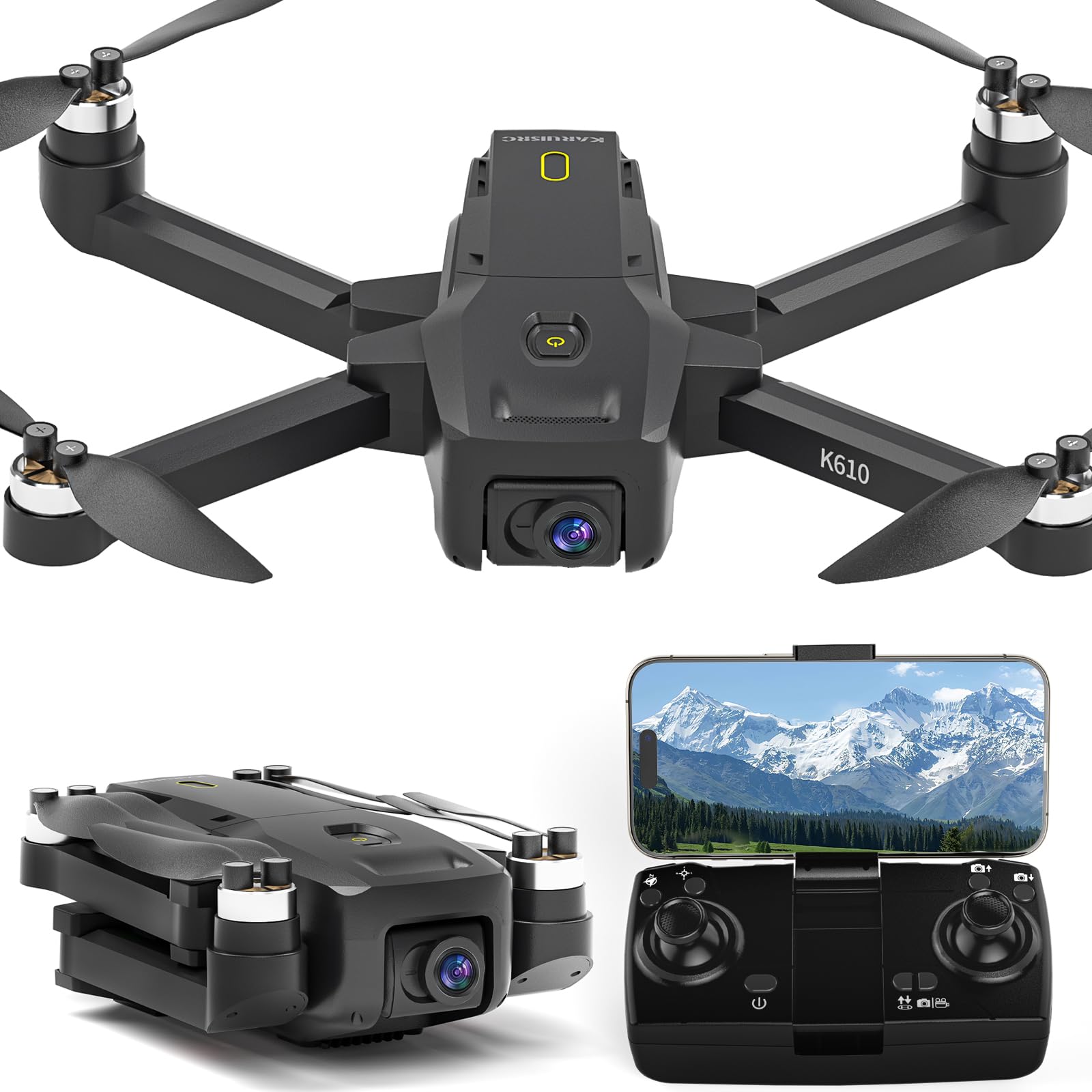 Drone GPS con Telecamera 4K,Drone FPV Pieghevole Professionale Lunga Distanza Drones Follow Me con Ritorno Automatico,Circle Fly Ritorno a Batteria Scarica Modalità Senza Testa,Inferiore 249g