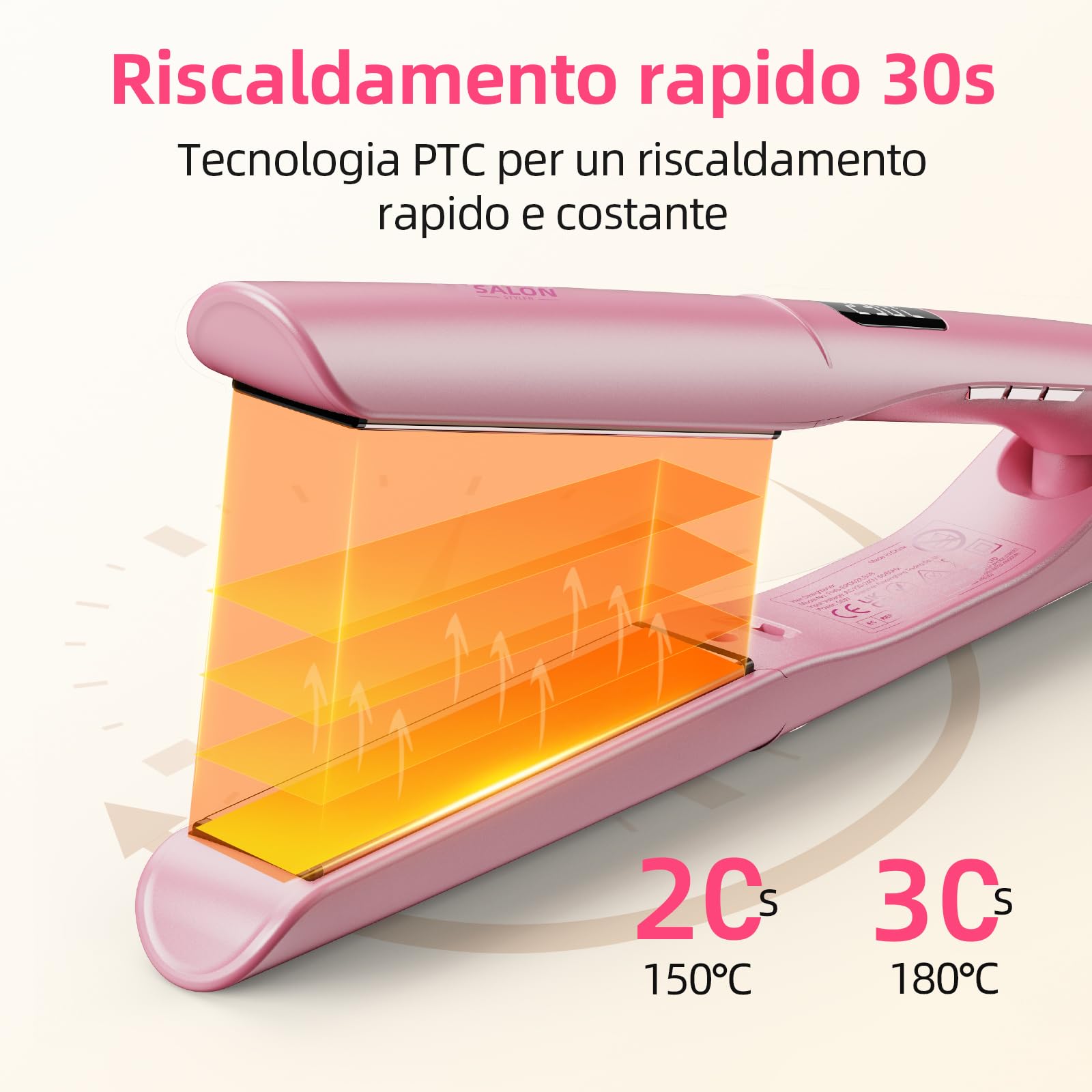 Dekuri 2 in 1 Piastra per capelli e arricciacapelli | piastra liscia in titanio, ferro da stiro a calore rapido 30s, display LCD 120-230℃, piastra capelli ioniche per donne