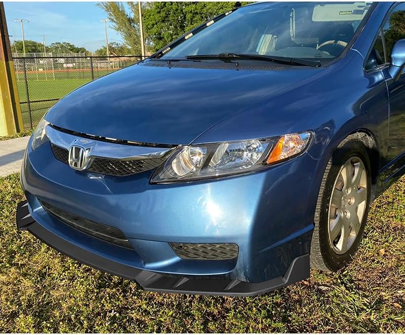 3 Pieces Front Bumper Lip Spoiler Splitter Side Body Kit Trim Protection Compatible with 2009-2011 Honda Civic 4DR Sedan, 2010 (Matt Black)